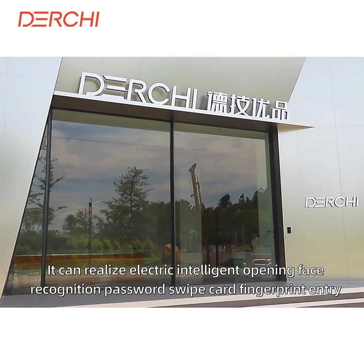 DERCHI NFRC AS2047 hotel outdoor slim aluminum frame slide glass door external villa patio double glazed panoramic sliding doors