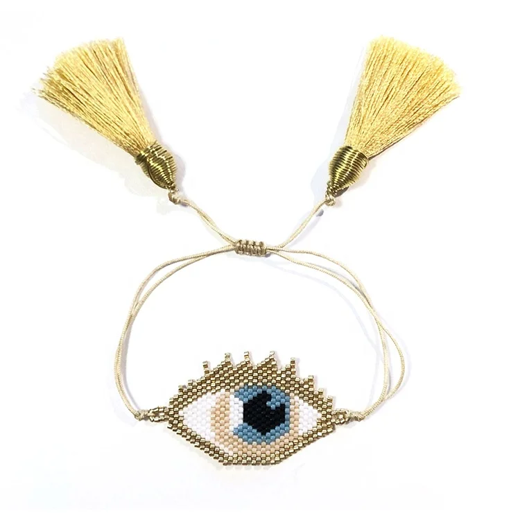 Moyamiya Wholesale Miyuki Seed Beads Turkish Evil Eyes Stretch Bracelets Latest Women Jewelry Set