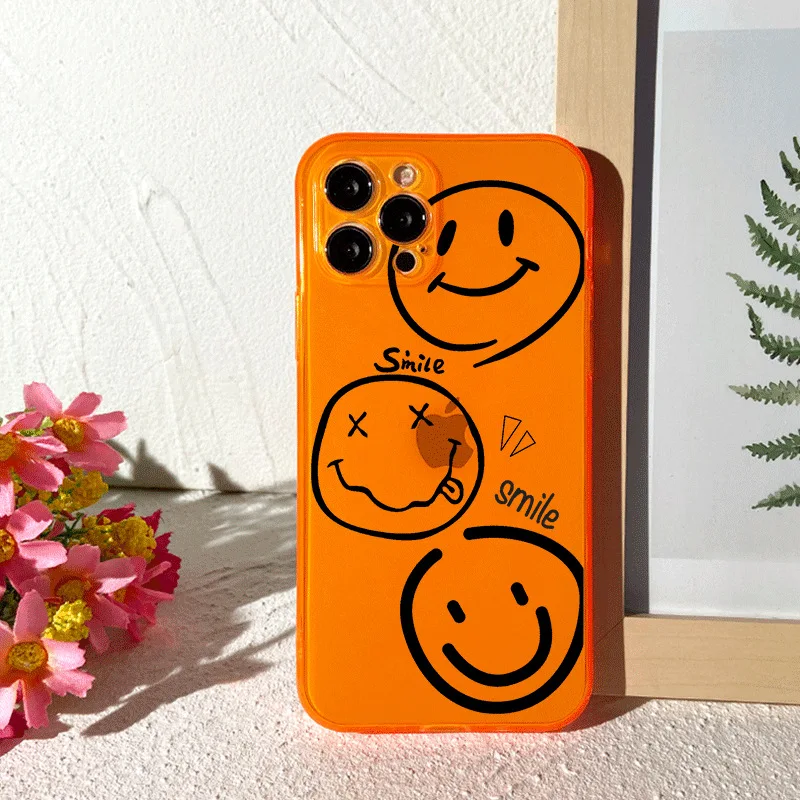 New Products The Transparent Orange Black Lines Impressions Wholesale Phone Case For iPhone X XS Max 11 12 13 14 Pro Max