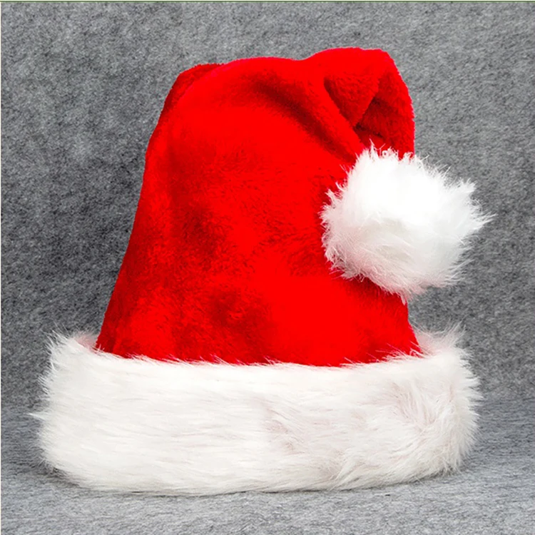 Xmas Christmas Hat Unisex Large Size Adults Thick Christmas Party Holiday Plush Santa Claus Hats