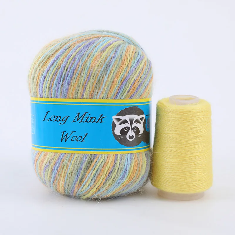 Радужная норковая пуховая пряжа 50 г + 20 для ручной вязки лидер продаж длинные волосы 14s/2 кроликов фабричная оптовая продажа