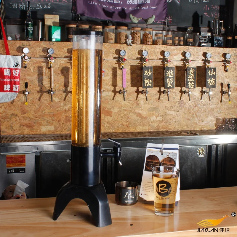 Best-selling Drinking beer tower 3.0 liter Beer Dispenser Tap Portable Led Light with stainless steel ice tube