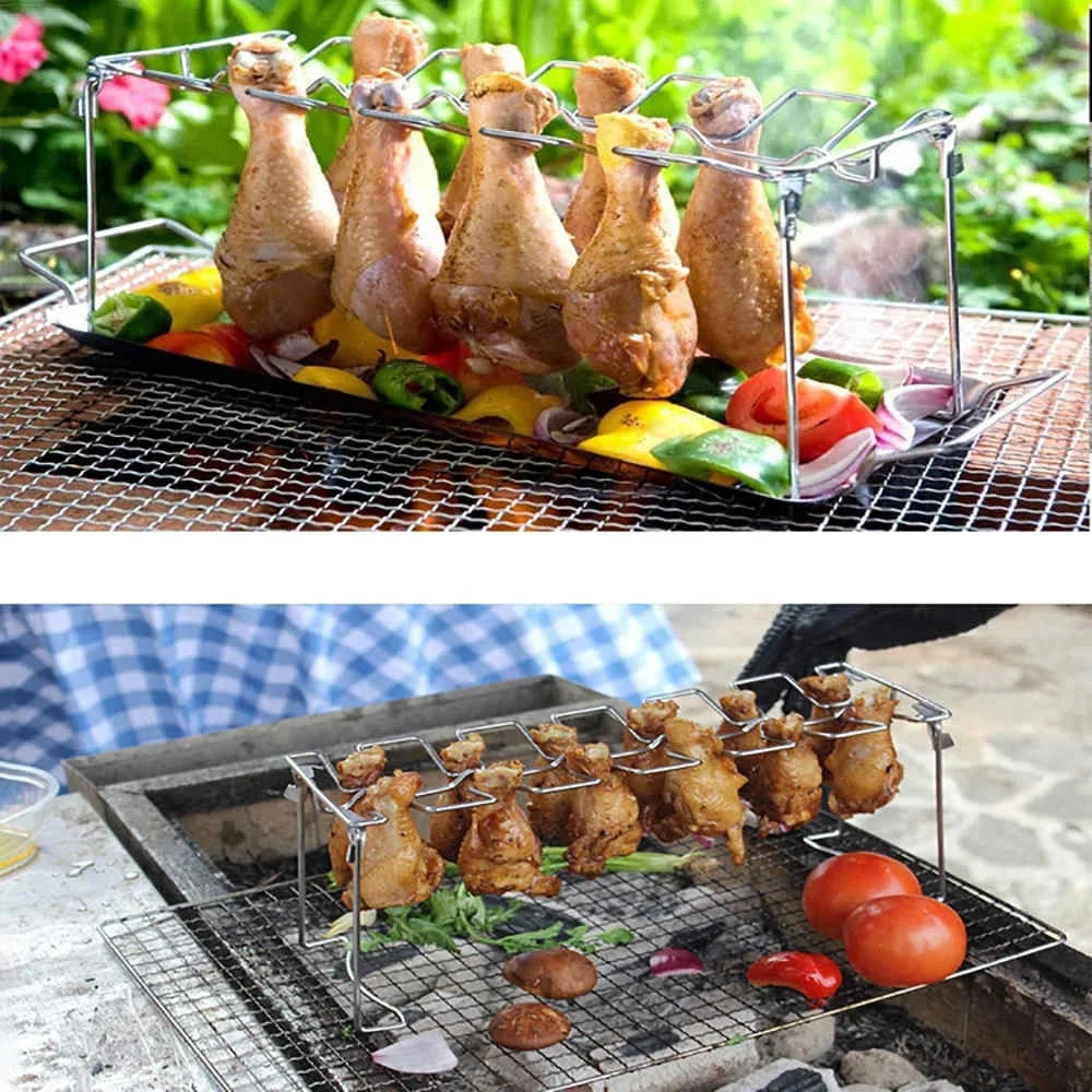 Chicken Wing Leg Rack for Grill Smoker Oven Stainless Steel Vertical Roaster Stand in BBQ Safe Barbecue
