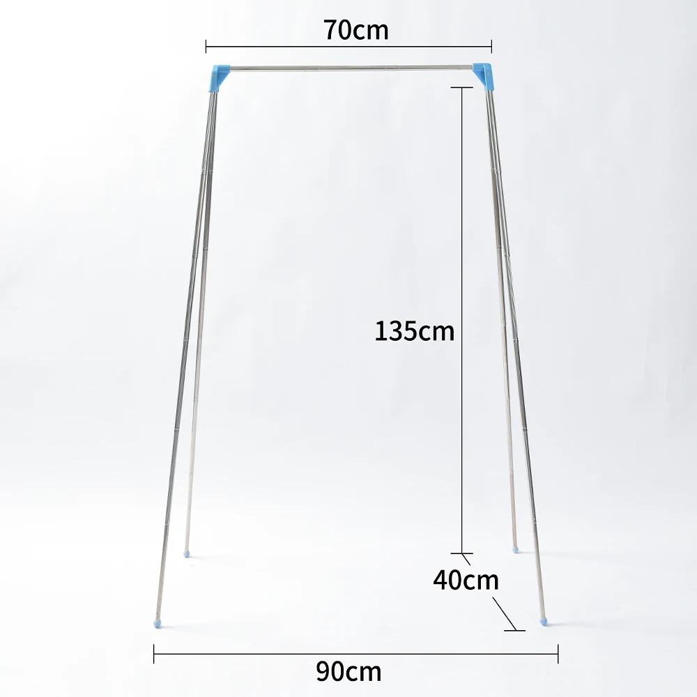 Detachable Standing Double-Tier Laundry Room Organizer with Fabric and Iron Material Shoe and Clothing Drying Rack for Storage