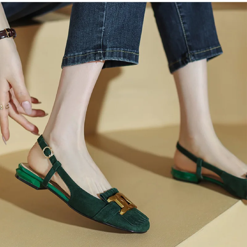 new apricot cashmere leather Summer Close Toe Ladies Flat Pumps Elegant and Sexy Shoes