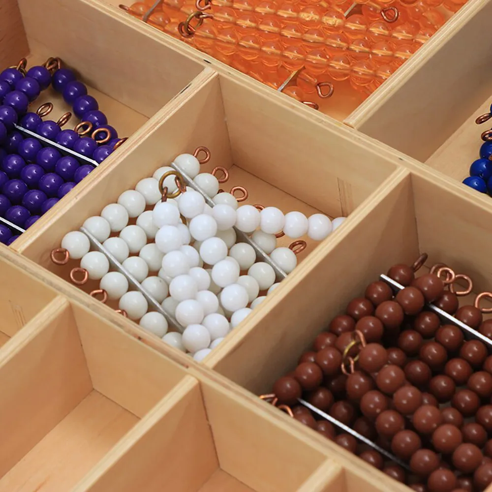 Wooden Montessori Educational Toys Short Bead Chain Colored Bead Chain Set Montessori Beads For Kids