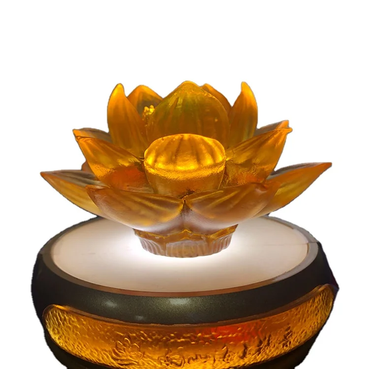 Дешевая оптовая продажа, домашний декоративный хрустальный подсвечник янтарного цвета, подсвечник с лотосом, художественный Декор