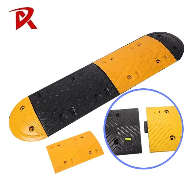 Industrial Road Bump Traffic Portable Speed Bump for Sale Flexible Driveway Black/Yellow Rubber  Speed Hump tyre killer