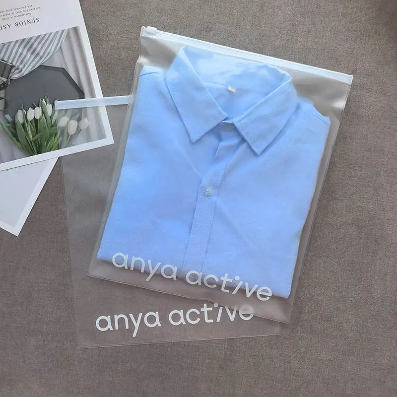 Biodegradable Custom LOGO Translucent Matte Frosted Ziplock Seal Plastic Poly Zip Lock Ziplock Zipper Bag for Clothing
