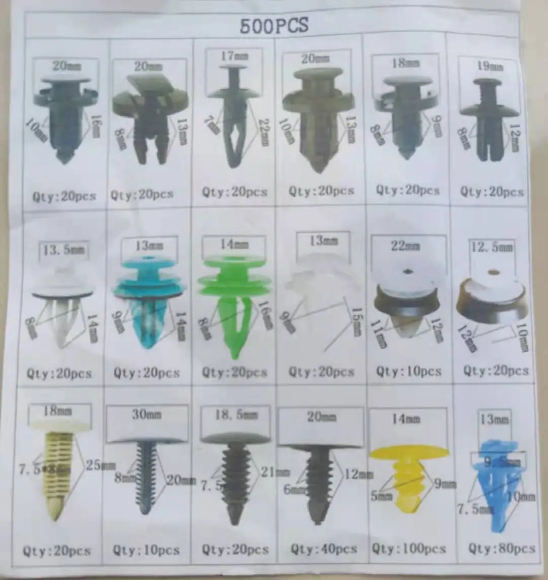  Universal Mixed Roof Cover Ceiling Hood Trunk Decorative Auto Nylon Plates Barbed Rivet Plastic Fasteners