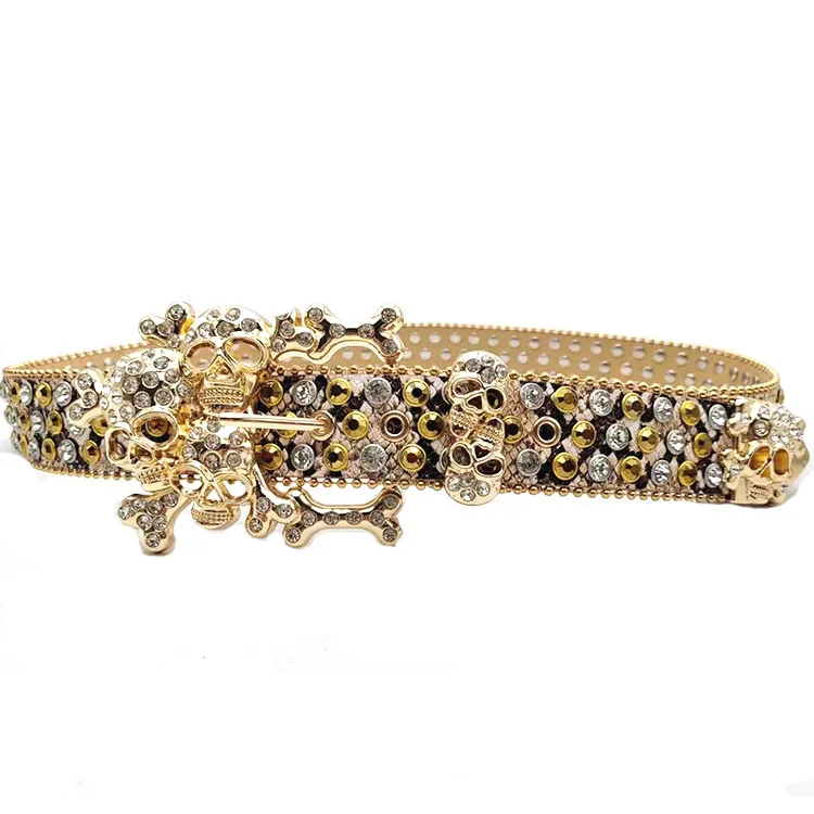 New Rhinestone Belt with skull buckle  for Jeans Pants