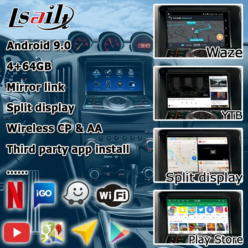 7 inches Android CP AA screen upgrade for Nissan 370z IT08 08IT 2009-2020 with GPS video interface wireless auto by Lsailt