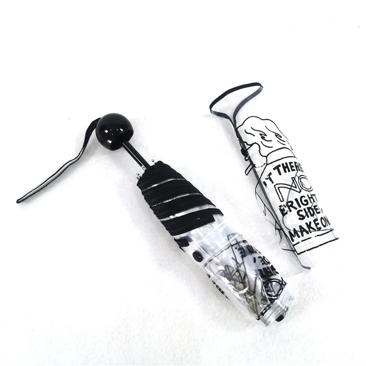 19inch  Custom Three Fold Transparent Poe wholesale Umbrella with custom logo prints