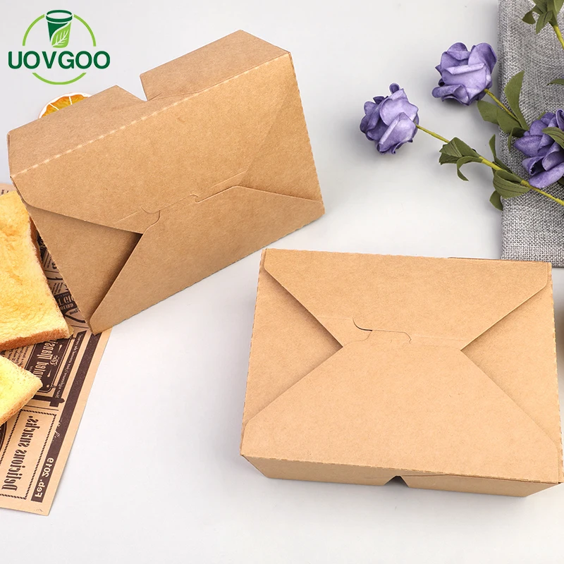 Custom cheap price custom paper box for food two compartments fashion kraft paper box for lunch