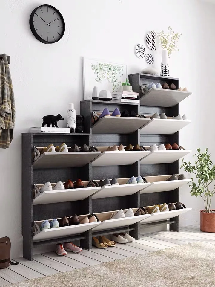
China Factory Melamine Side Cabinet Living Furniture Shoe Rack Shoe Shelf 
