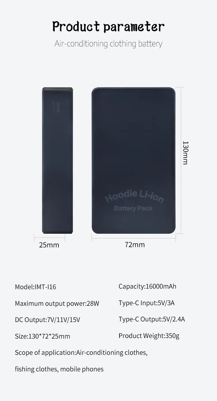 New Products Mens Temperature Control Outdoor Charging Battery For Cool Cloth Fan