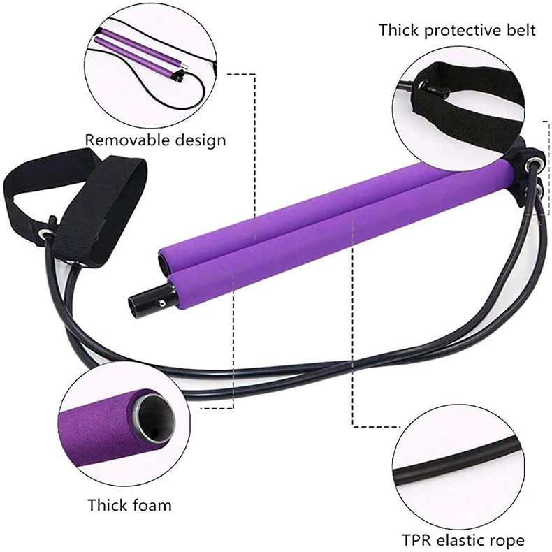 Wholesale Exercise Accessories Portable Yoga Pilates Bar Stick With Resistance Bands