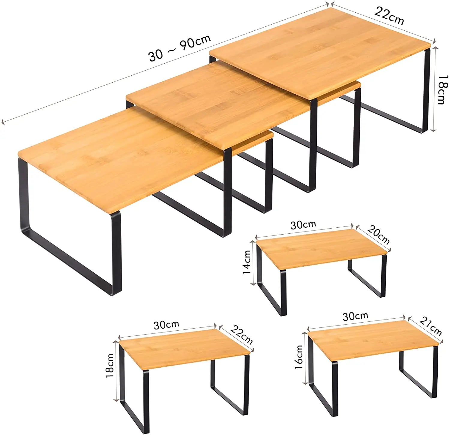 Bamboo Shelf Wooden Spice Rack 3 Tiers Stackable And Expandable Desktop Bamboo Shelving Organiser Spice Storage Rack For Counter
