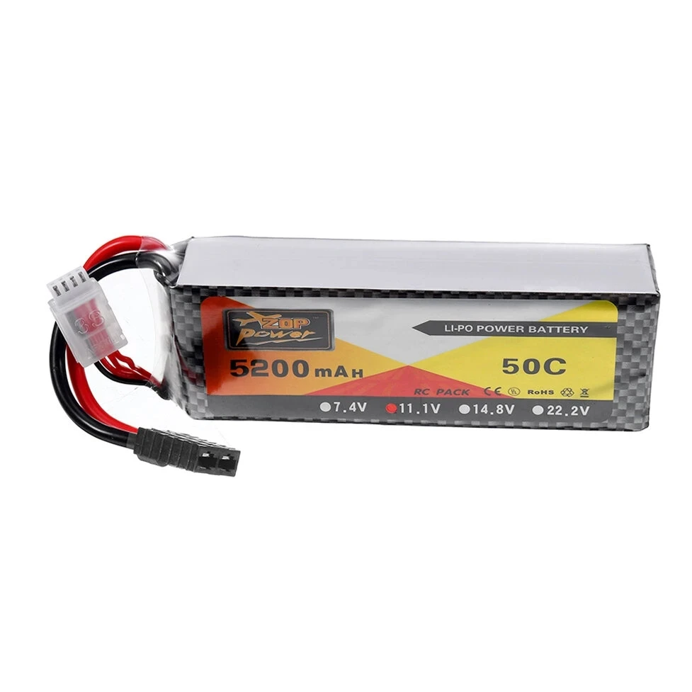 ZOP Power 3s lipo battery 11.1v 5200mah  30C 50C Lipo Battery T Plug  Hard case for  RC Cars batteria