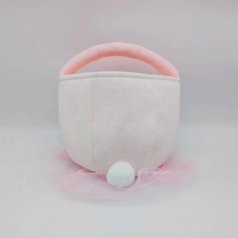 Wholesale Embroidered Easter Plush Toy Basket Long-eared Bunny Gift Basket Cute Baby Kids Storage Plush Easter Baskets