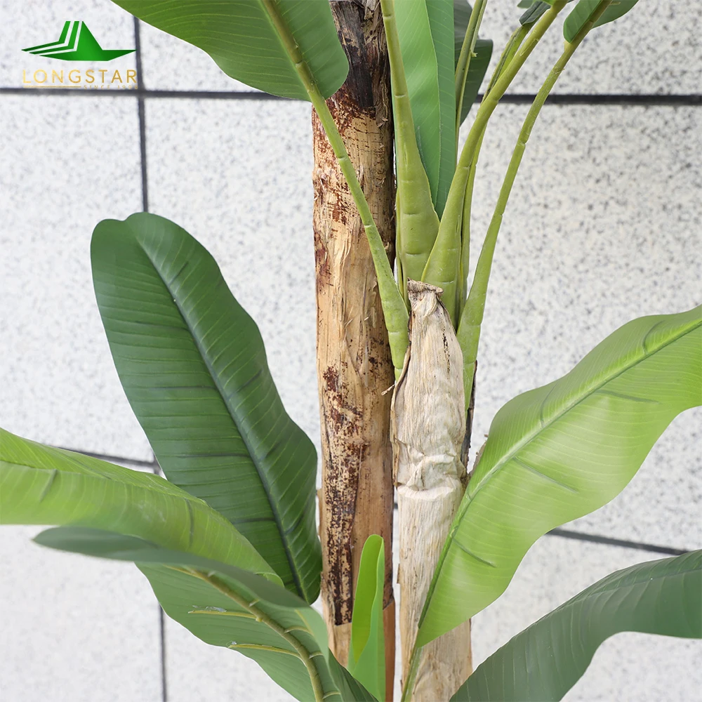 LN Artificial Plants Banana Tree Home Ornaments Evergreen Real Wood Trunk Outdoor Banana Tree Potted