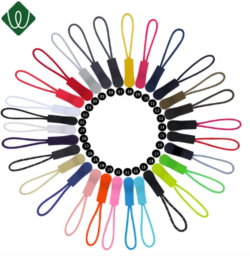 colored string plastic rubber zipper slider zipper silicone puller
