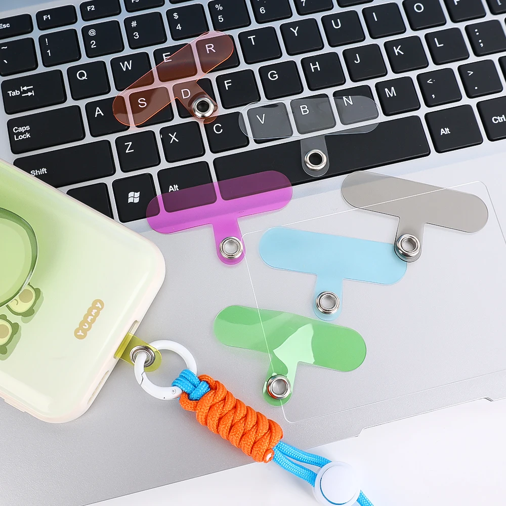 Transparent Mobile Phone Lanyard Strap Patch Card Matte Clear Replacement Fixed Card With Lanyard Hole Tether Tab