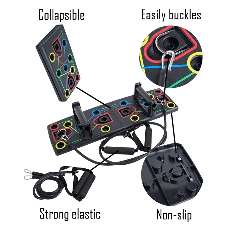 
High Quality Power Bodybuilding Press Pro Push Up Board with Resistance Bands 