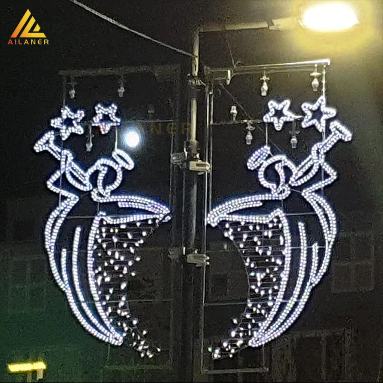 Customized Christmas Outdoor Decoration Holiday Lighting 2d Led Sculpture Street Pole Motif Light Garden String Light Poles