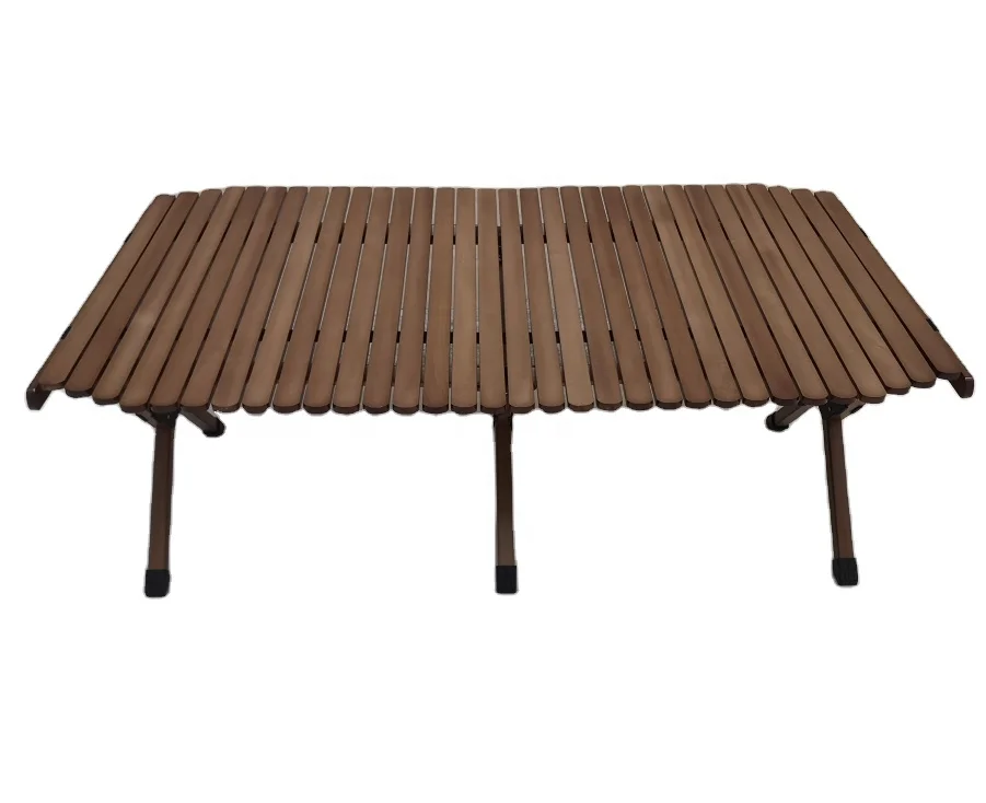 Outdoor Leisure Furniture Camping Wood Folding Roller Table
