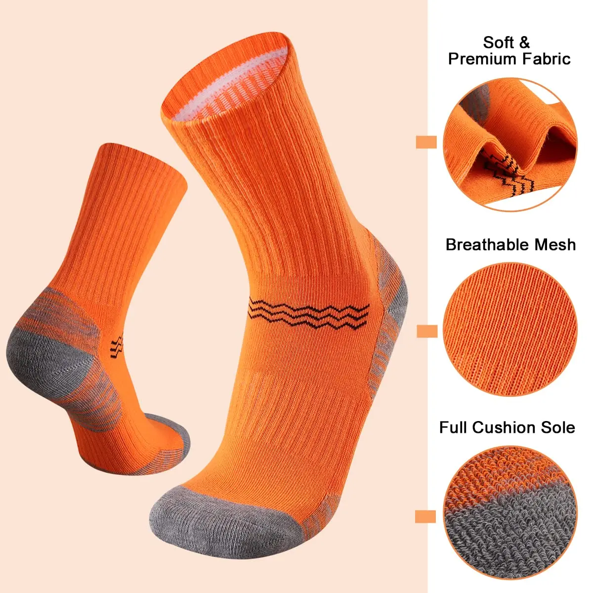 Outdoor Trekking Crew Cushion Walking Compression Running Sock Sport Run Womens Custom Logo Hiking Socks