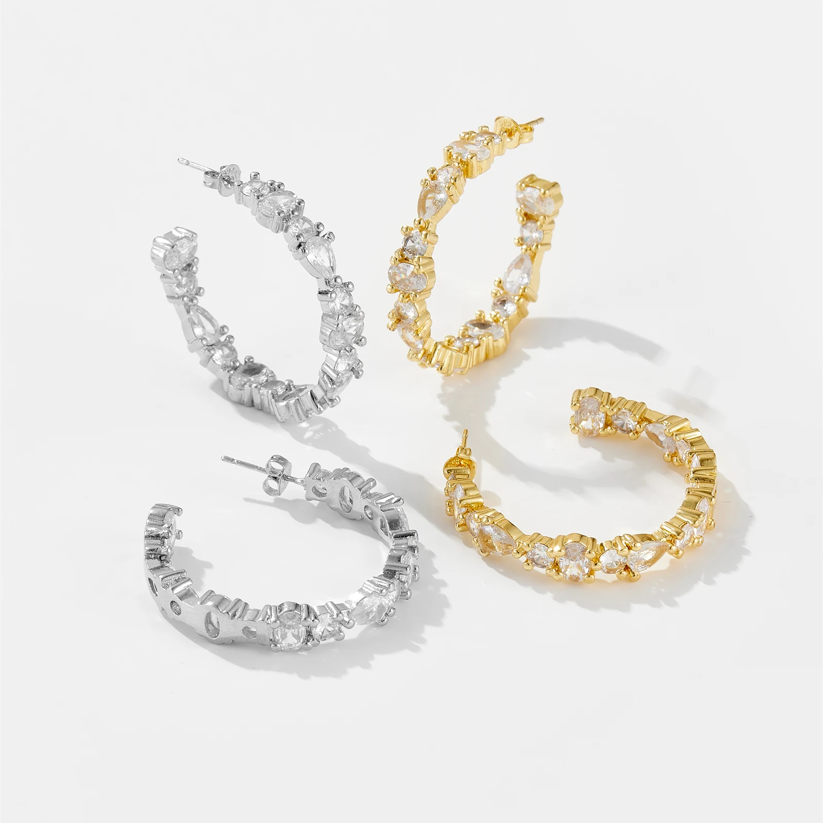 Custom Trendy High Quality Gold Plated Brass Earrings Women Silver Plated Earrings