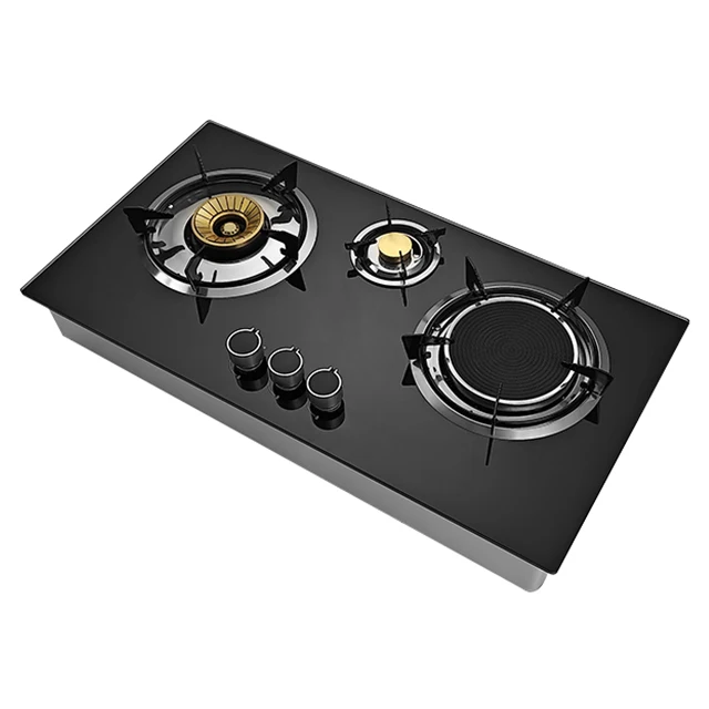 Factory Price Tempered Glass Gas Stove Infrared Cooker Kitchen Gas Hob 3 Burner Cooktops
