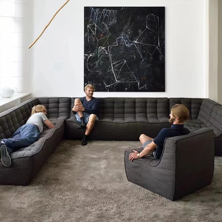 Foshan Italian nordic large size living room furniture fabric/leather L shape sectional sofa corner combination modular sofa