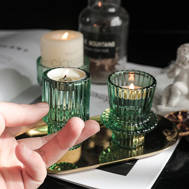 small candlestick mint green taper candle holder multifunction cheap handmade glass candle holders desk decor