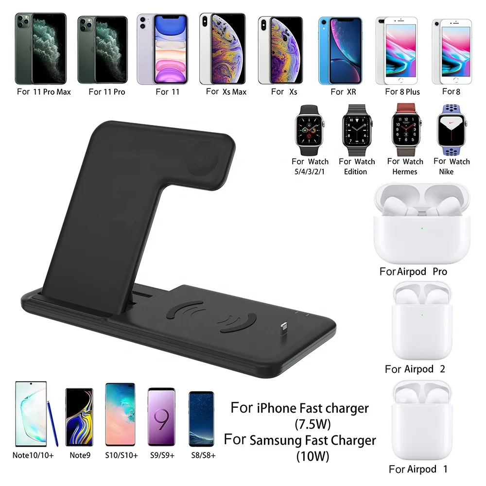  4 in 1 18W Desktop Portable Wireless Phone Charger for Iphone Iwatch