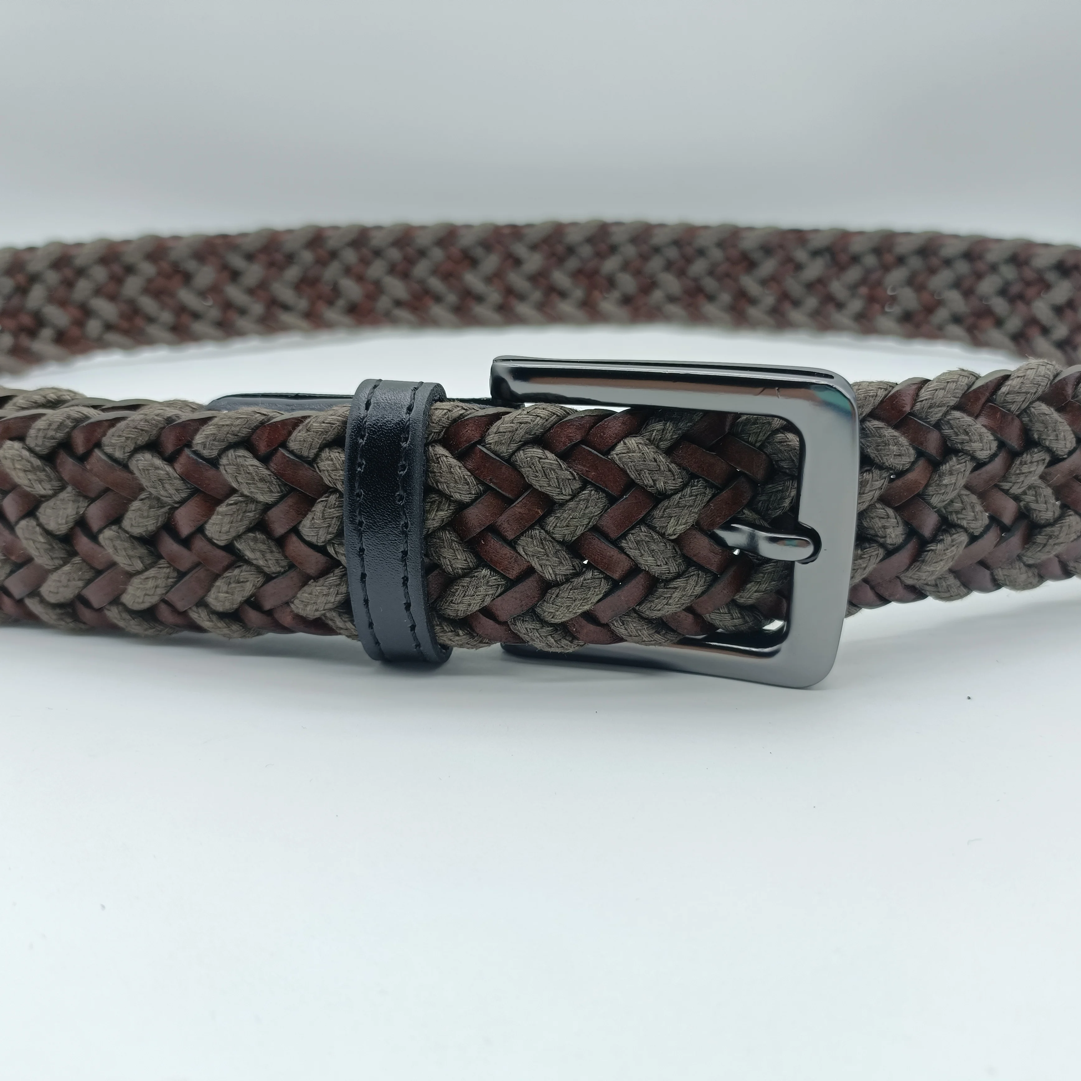 Fashion Knitted Solid Color Canvas Elastic Stretch Belt Fabric Casual Woven Belt for Jeans Belts