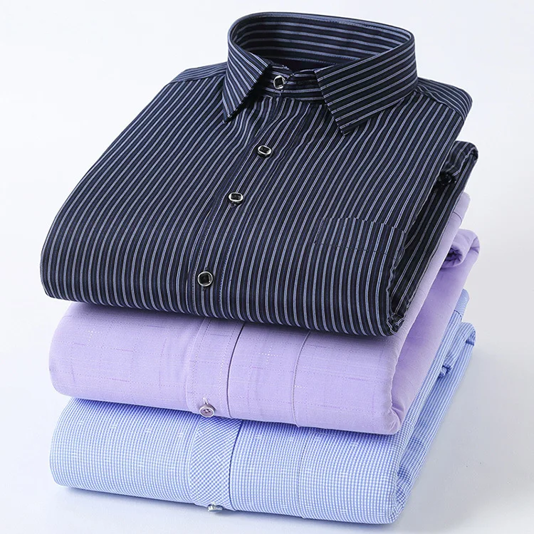 Cotton Business Casual Dress Shirt Men Winter Long Sleeve Warm Thick Shirts