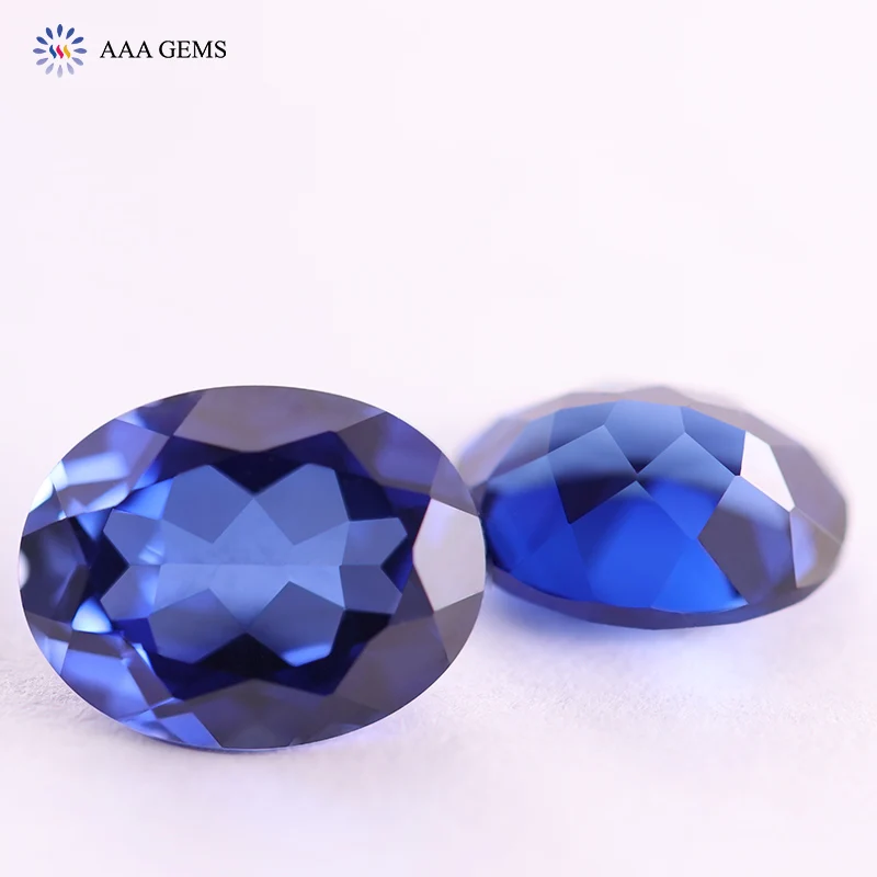 New Arrival Blue Loosestone Gems Synthetic Sapphire Price Per Carat Corundum Oval Shape Blue Sapphire