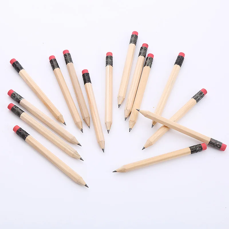 Factory Custom Hb 2b Short Promotional Pencil Printable Logo Advertisement Pencil With Eraser