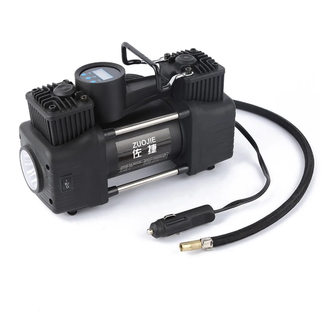 12v Car Pump Air Compressor Tire Inflator With Pressure Gauge 2 Cylinder Portable Used Car Air Compressor