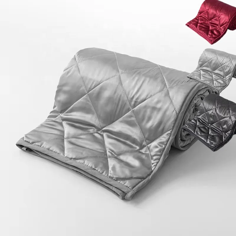 FREE SAMPLE custom cooling summer Wholesale imitated silk satin anxiety relief customized weighted blanket duvet supplier