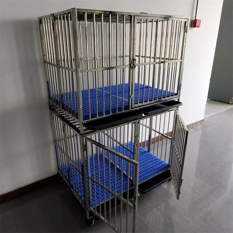Double layer steel three doors high quality commercial dog cage foldable luxury heavy duty pet dog kennels cage