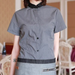 CHECKEDOUT short sleeve restaurant chef work shirts waiter uniform