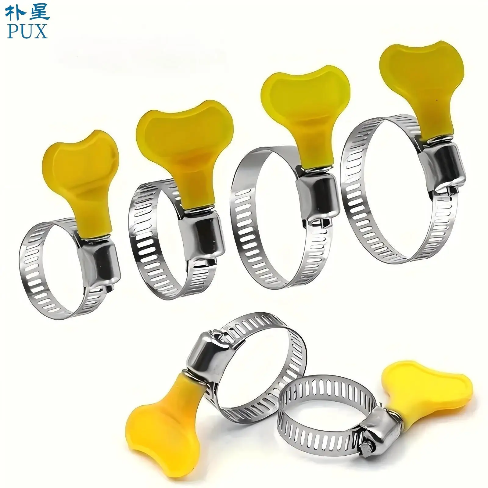 Small American Style Iron Metal Handle Hose Clamp Yellow Plastic Handle Hose Clamp Stainless Steel Hose Clamp