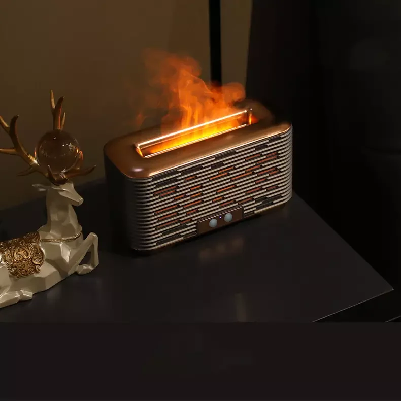 Newest 350ml Ultrasonic Aroma Diffuser Simulation Blue Flame Nano Fine Fog Air Humidifier with Warm Fire Effect