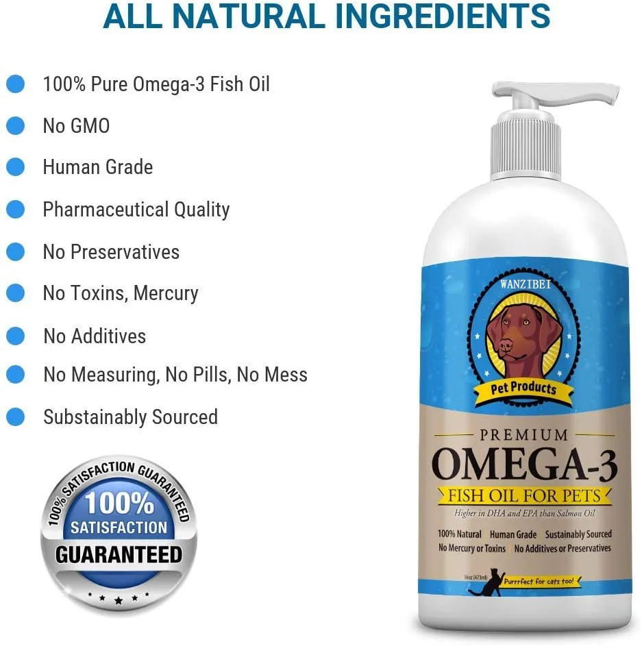 WANZIBEI Omega 3 Fish Oil for Dogs & Cats | All Natural Omega 3 for Dogs