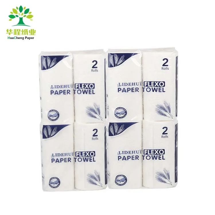 HC customized wood pulp glu kitchen paper towel roll for kitchen super absorbent papertowel