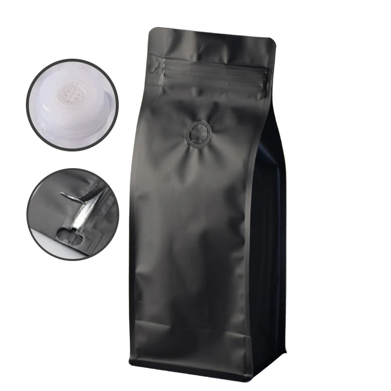 Ecocoffee 100% Recyclable PE60 Evoh PE80 Matte Finish Flat Bottom 250 g Coffee Bean Zipper Bag Pouch with Valve