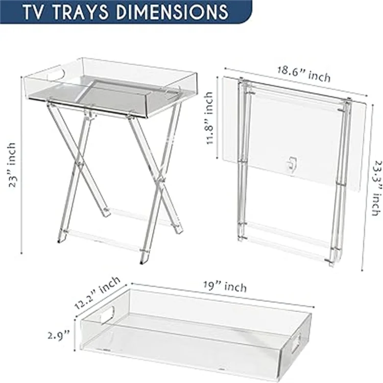 Removable Acrylic TV Tray Table Small Desk Folding Home with Storage Service Table Acrylic Coffee Table for Living Room Bedroom